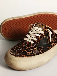 Women's Space-Star Sabot leopard print pony skin with black star