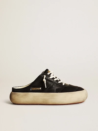 Women's Space-Star Sabots black nylon with leather star