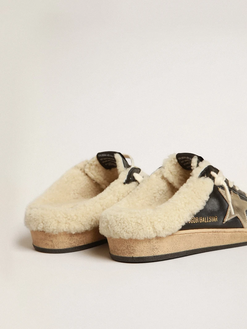 Ball star Sabots nappa with platinum and shearling lining