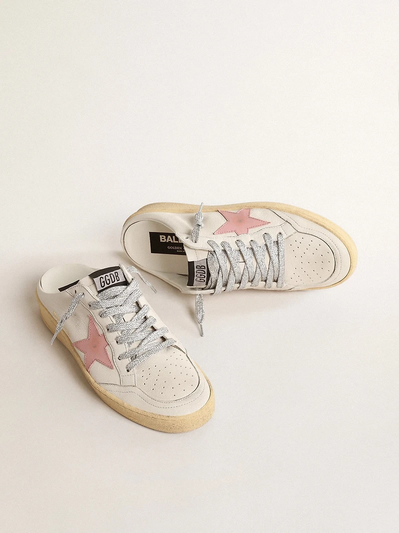 Ball star Sabots white nappa with an old-rose leather