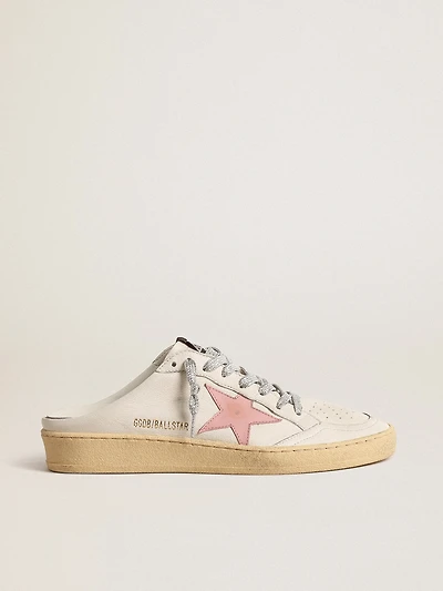 Ball star Sabots white nappa with an old-rose leather
