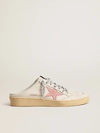 Ball star Sabots white nappa with an old-rose leather