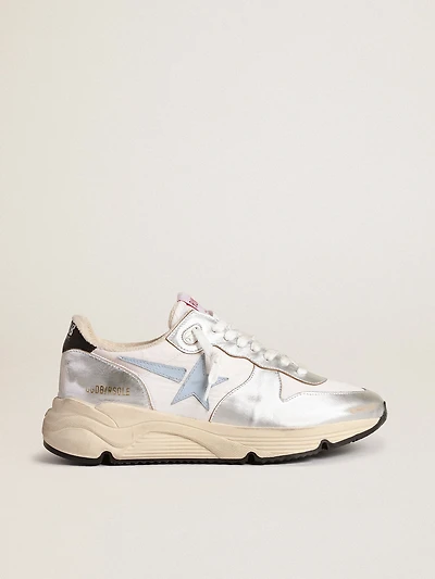 Running Sole in nylon and silver metallic leather with light blue star