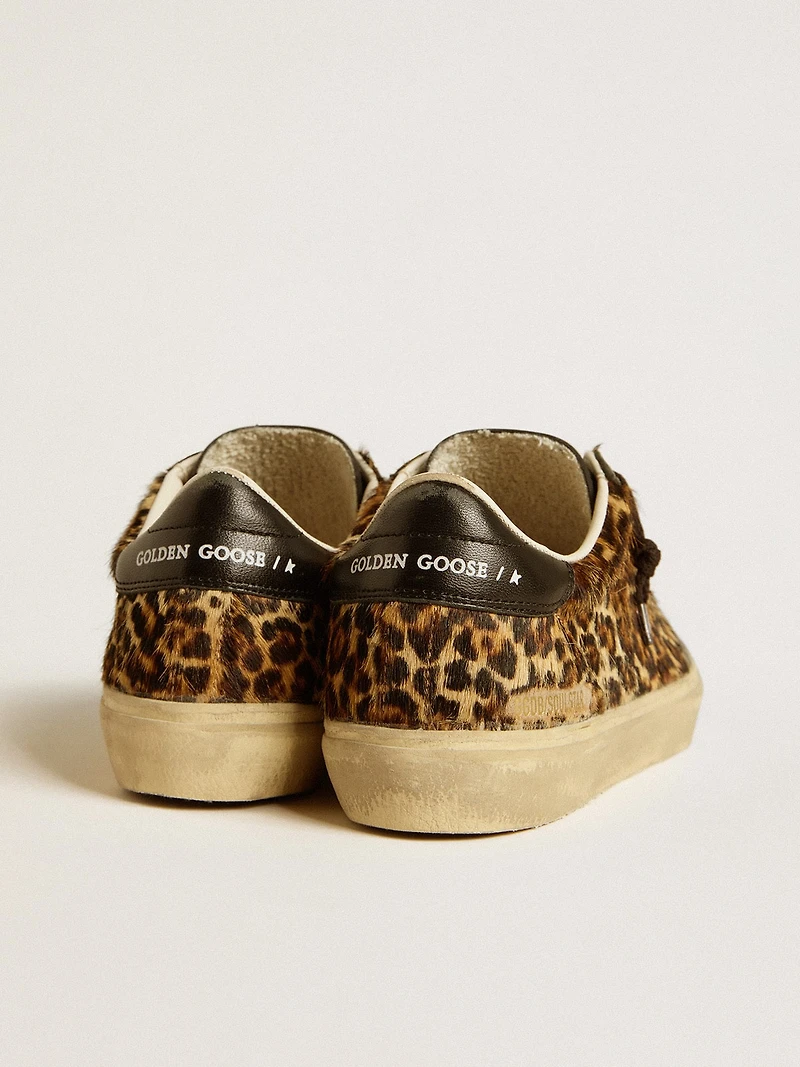 Soul Star leopard-print pony skin with black nappa leather heel tab and inserts