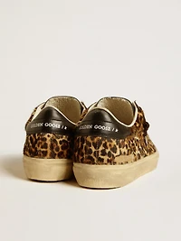 Soul Star leopard-print pony skin with black nappa leather heel tab and inserts