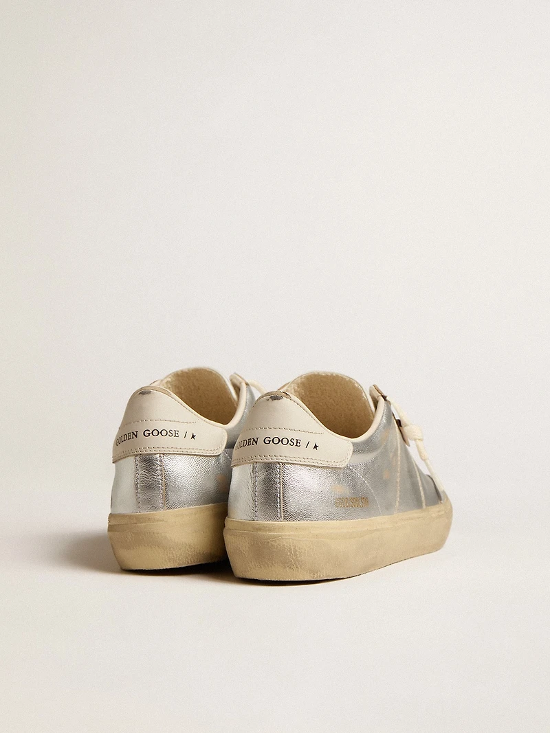 Soul Star metallic silver leather with white heel tab