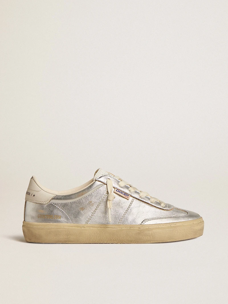 Soul Star metallic silver leather with white heel tab