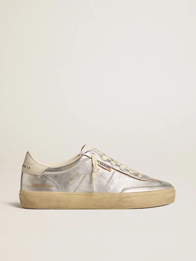 Soul Star metallic silver leather with white heel tab