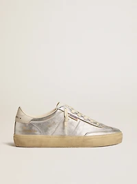 Soul Star metallic silver leather with white heel tab