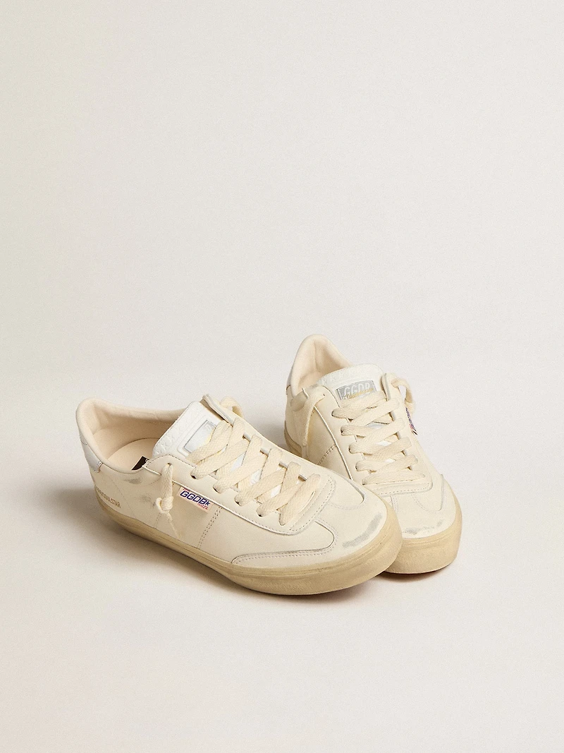 Soul Star white nappa with metallic silver leather heel tab