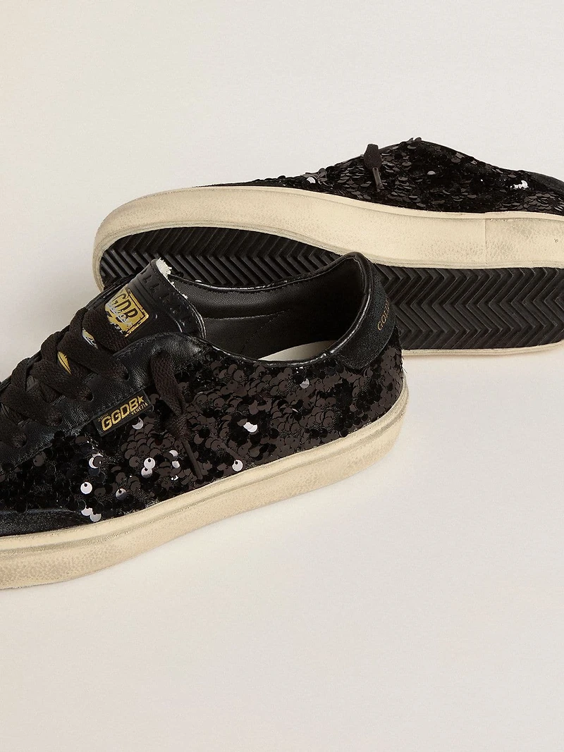Women's Soul Star black sequins with suede heel tab