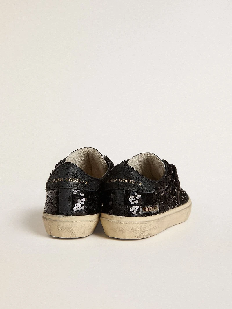 Women's Soul Star black sequins with suede heel tab