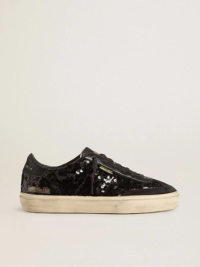 Women's Soul Star black sequins with suede heel tab