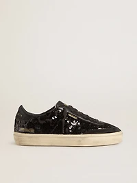 Women's Soul Star black sequins with suede heel tab