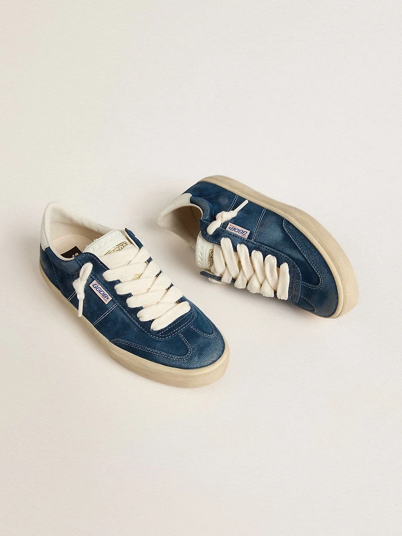 Women's Soul Star blue suede with white leather heel tab