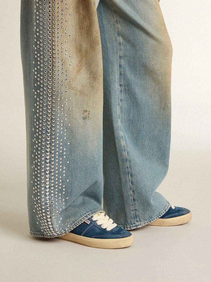 Women's Soul Star blue suede with white leather heel tab