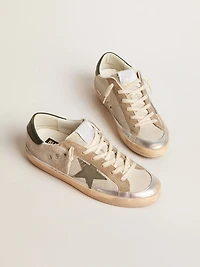 Super-Star gray canvas with a green leather star and heel tab