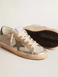Super-Star gray canvas with a green leather star and heel tab