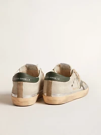 Super-Star gray canvas with a green leather star and heel tab