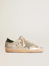 Super-Star gray canvas with a green leather star and heel tab
