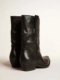 Low Wish Star boots in black leather with black star