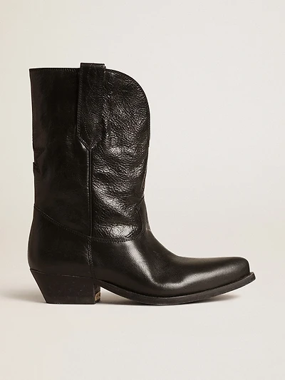 Low Wish star boots black leather with