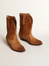 Low Wish star boots cognac-colored suede with inlay