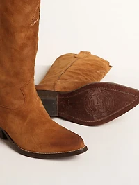 Wish star boots cognac suede with tone-on-tone inlay