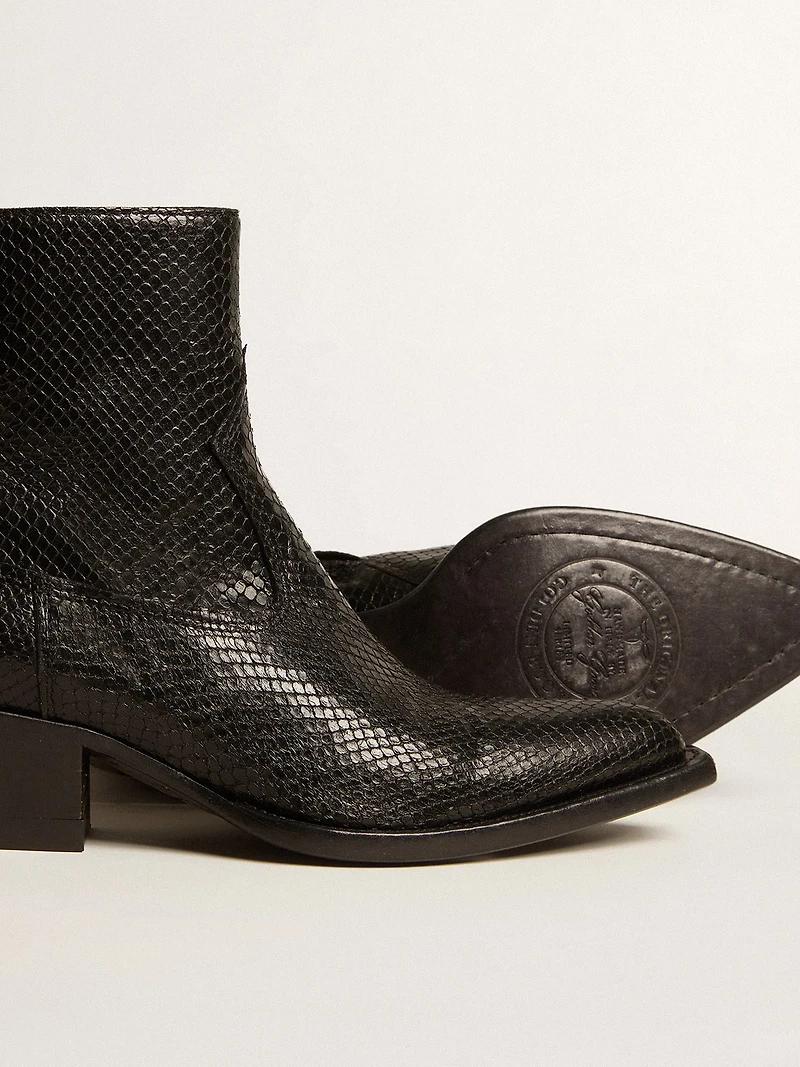 Low Debbie boots black snake-print leather
