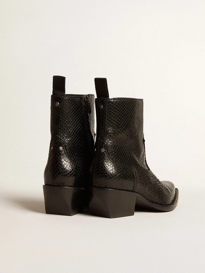 Low Debbie boots black snake-print leather