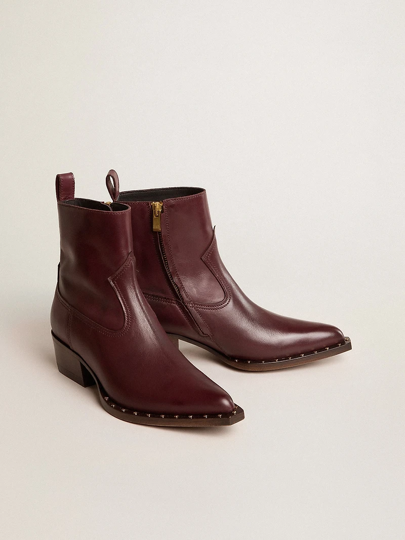 Womens's low Debbie boots burgundy leather