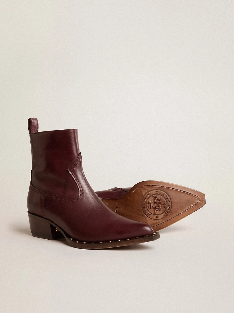 Womens's low Debbie boots burgundy leather