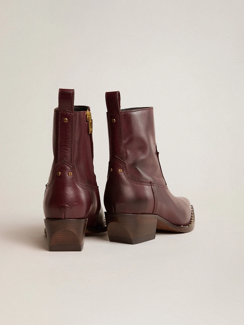 Womens's low Debbie boots burgundy leather