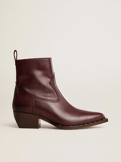 Womens's low Debbie boots burgundy leather