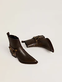 Low Debbie boots dark brown leather with removable buckle
