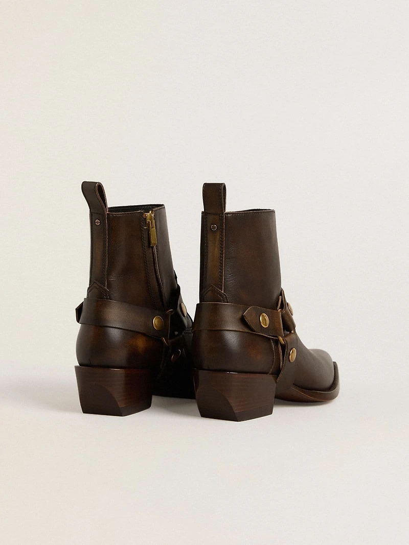 Low Debbie boots dark brown leather with removable buckle