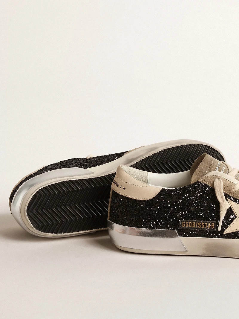 Super-Star black glitter with cream star and suede inserts