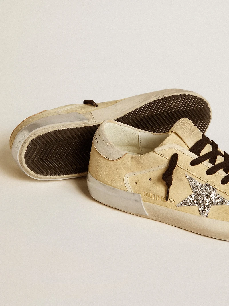 Women's Super-Star LTD in suede with glitter star and leather heel tab