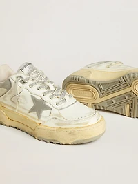 Women’s Forty2 white leather with laces Swarovski crystals and gray TPU star