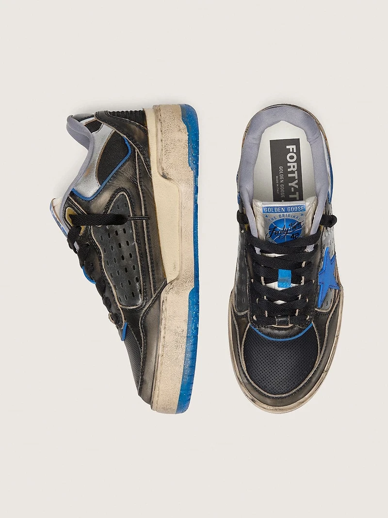 Women's Forty2 black foam rubber and leather with TPU star heel tab