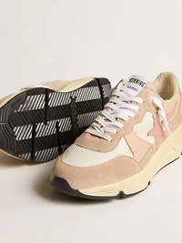 Women's Running Sole mesh and suede with pink star silver heel tab