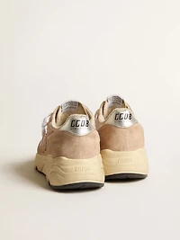 Women's Running Sole mesh and suede with pink star silver heel tab