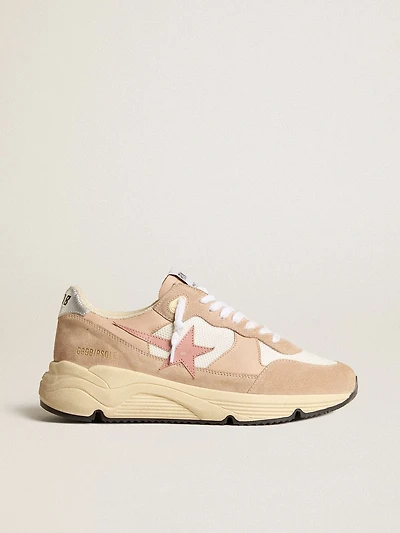 Women's Running Sole mesh and suede with pink star silver heel tab