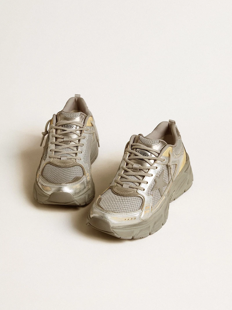 Women’s Lightstar metallic leather and silver mesh with gray star