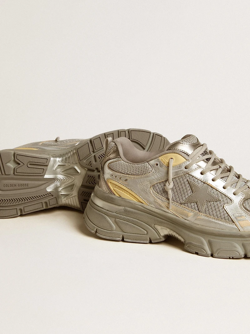 Women’s Lightstar metallic leather and silver mesh with gray star