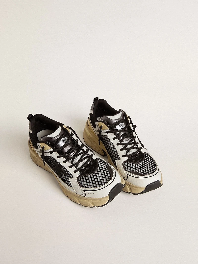 Women’s Lightstar white leather and black mesh with TPU star