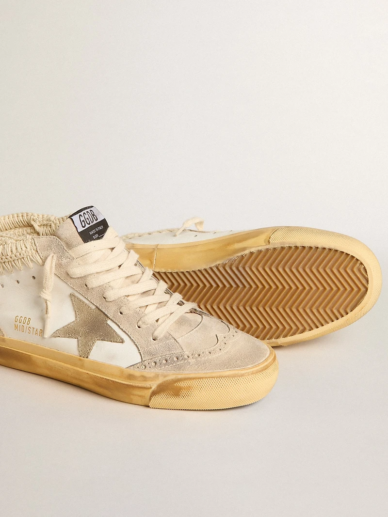 Mid Star LTD with pearl suede star and beige crochet heel tab