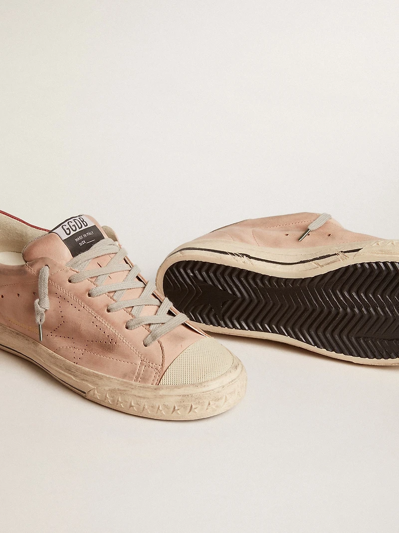 Super-Star LTD pink nubuck with perforated star and leather heel tab