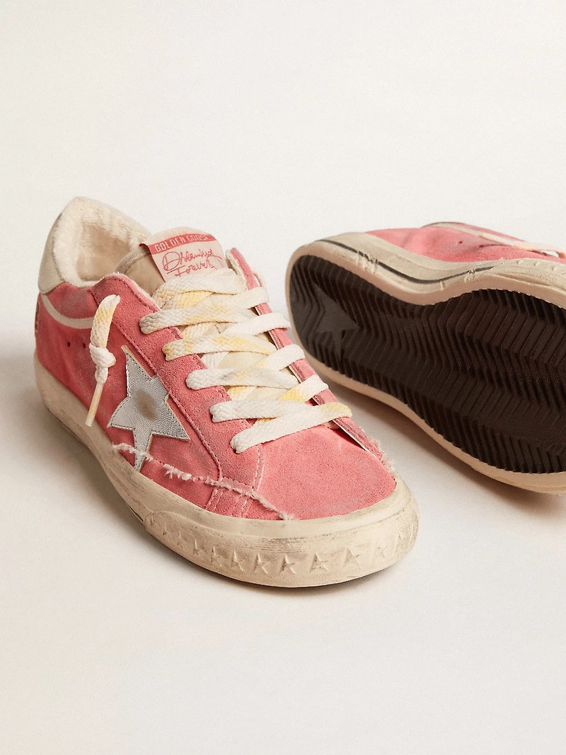Women's Super-Star LTD red suede with silver star and leather heel tab
