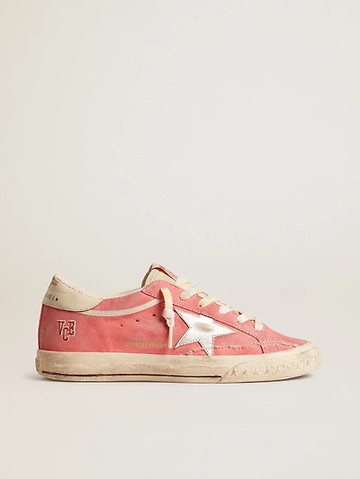 Women's Super-Star LTD red suede with silver star and leather heel tab